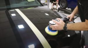 finishing a paint correction on a brand new vehicle